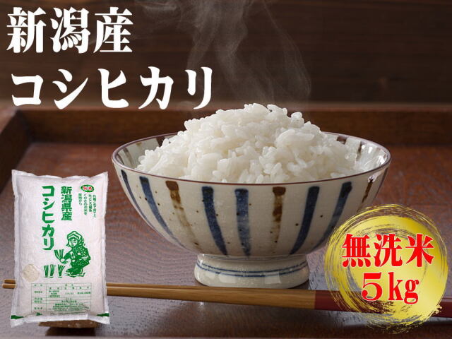 農家直送!新潟産コシヒカリ 無洗米 5kgの販売