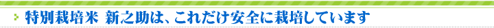 特別栽培米新之助は、これだけ安全に栽培しています